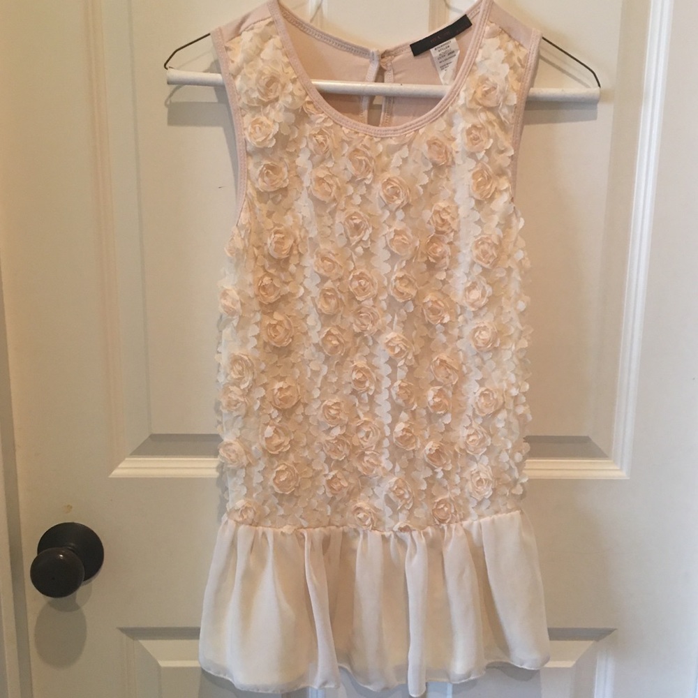 Drop waist tank with floral appliqué
